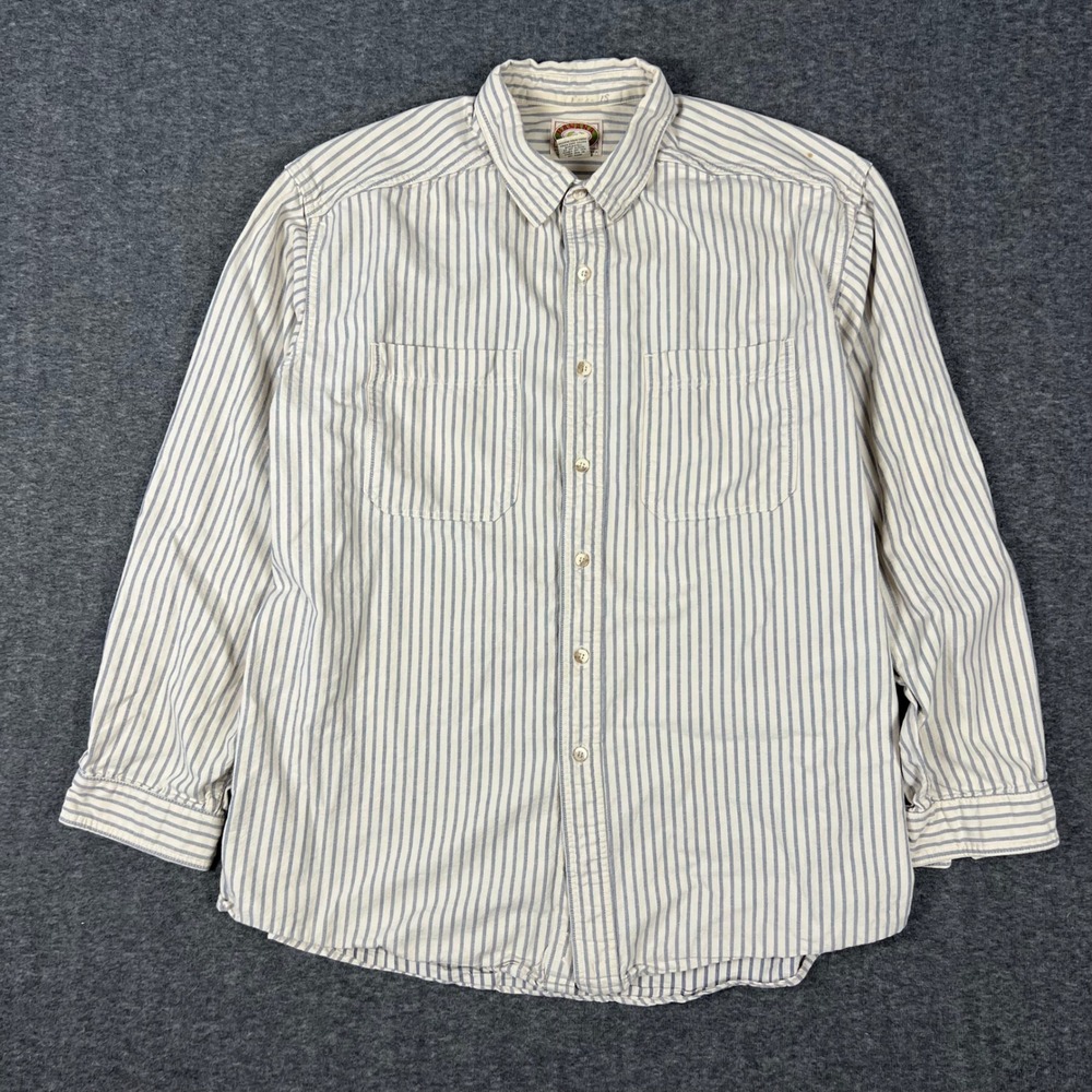Vintage 80s Banana Republic Oxford Button Up Shirt Mens XL Blue Striped Made USA